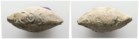 PB Roman sling bullet (c. 1st century BC)
Sling bullet with the legend, […] COS.
Weight: 37.57 g.
Diameter: 36.99 mm.