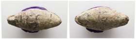 PB Roman sling bullet (c. 1st century BC)
Sling bullet with the legend, […] COS.
Weight: 37.48 g.
Diameter: 36.48 mm.