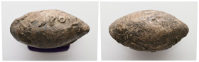 PB Greek sling bullet (c. 4th–1st centuries BC)
A sling bullet with the inscription: ΑΓΟΡΟΥ.
Weight: 37.09 g.
Diameter: 32.02 mm.