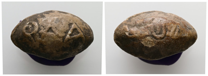 PB Greek sling bullet (c. 4th–1st centuries BC)
Sling bullet with illegible lege...
