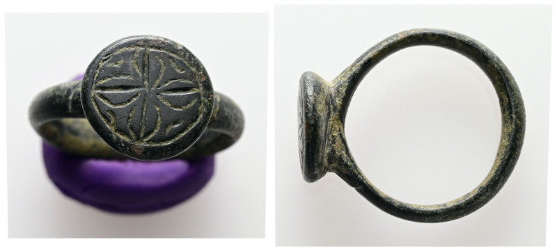 AE Medieval finger-ring (AD 11th–13th centuries)
Bronze finger-ring with applied...