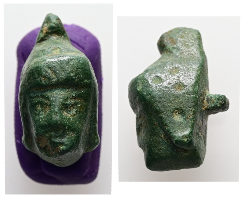 Greco-Roman bronze fitting (AD 1st–2nd centuries)
Bronze fitting in form of head...