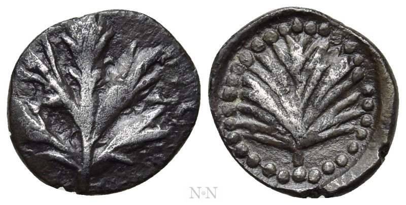 SICILY. Selinos. Obol (Circa 515-470 BC). 

Obv: Selinon leaf.
Rev: Selinon l...