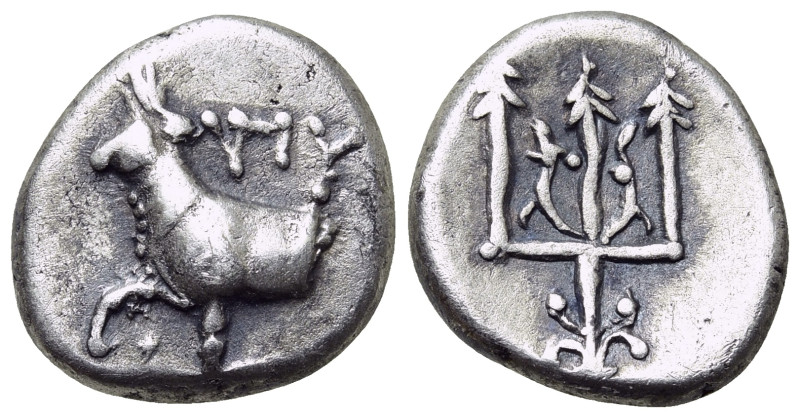 THRACE. Byzantion. Hemidrachm (Circa 387/6-340 BC). 

Obv: 'ΠΥ. 
Forepart of ...