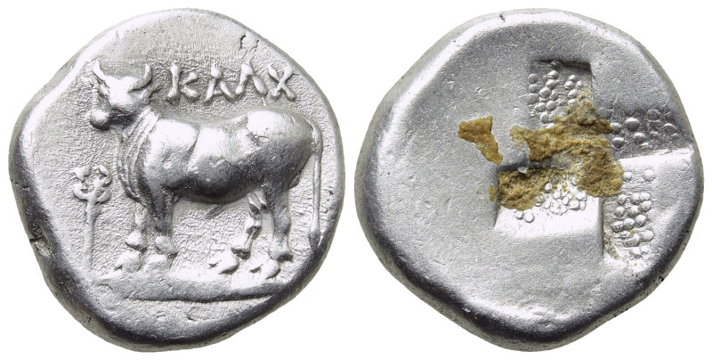 BITHYNIA. Kalchedon. Drachm (Circa 367/6-340 BC). 

Obv: KAΛX. 
Bull standing...