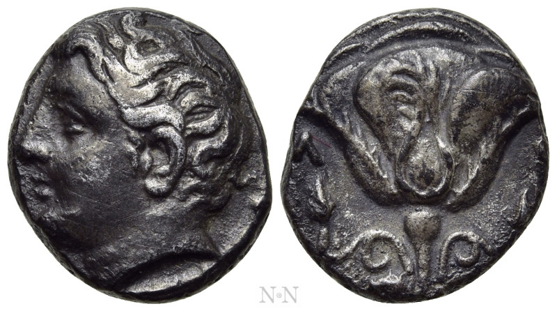 MYSIA. Lampsakos. Memnon of Rhodes (Circa 356-354 BC). Drachm. Pseudo-Rhodian ty...