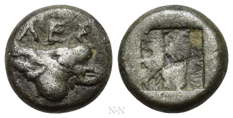 LESBOS. Uncertain. BI 1/12 Stater (Circa 500-450 BC). 

Obv: ΛEΣ. 
Head of bo...