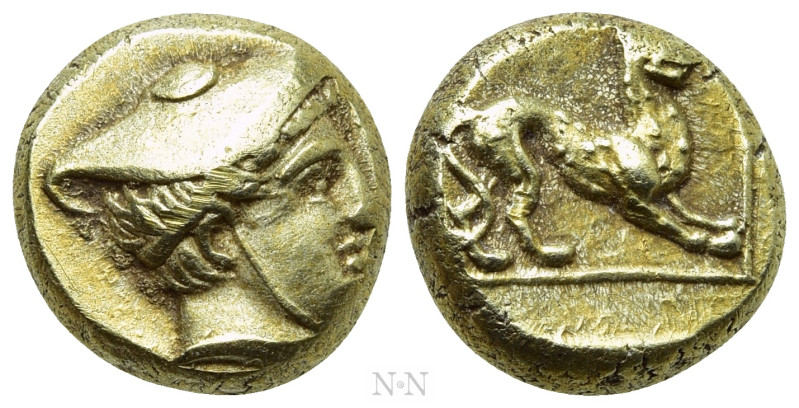 LESBOS. Mytilene. EL Hekte (Circa 377-326 BC). 

Obv: Head of Hermes right, we...