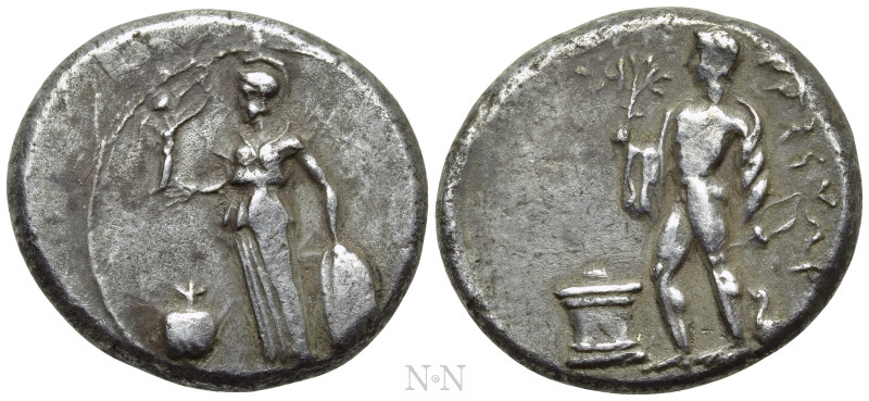 PAMPHYLIA. Side. Stater (Circa 400-350 BC). 

Obv: Athena standing left, suppo...