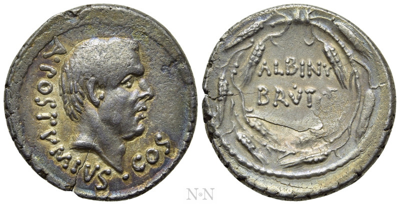 ALBINUS BRUTI F. Denarius (48 BC). Rome. 

Obv: A POSTVMIVS COS. 
Bare head o...