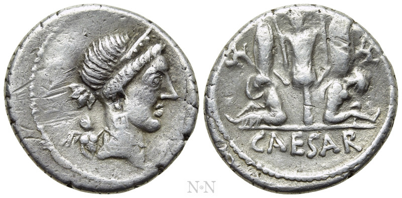 JULIUS CAESAR. Denarius (46-45 BC). Military mint traveling with Caesar in Spain...