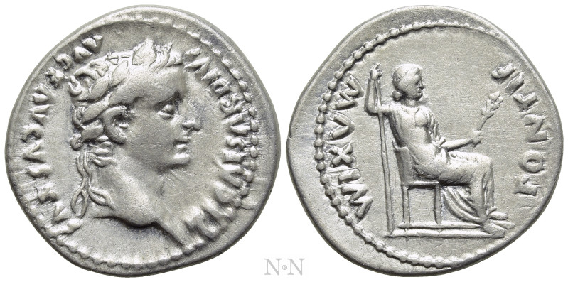 TIBERIUS (14-37). Denarius. "Tribute Penny" type. Lugdunum. 

Obv: TI CAESAR D...