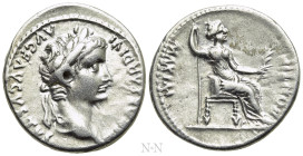 TIBERIUS (14-37). Denarius. "Tribute Penny" type. Lugdunum
