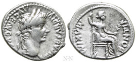 TIBERIUS (14-37). Denarius. "Tribute Penny" type. Lugdunum