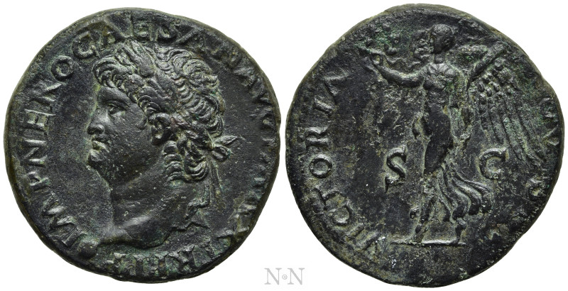 NERO (54-68). As. Lugdunum. 

Obv: IMP NERO CAESAR AVG P MAX TR P P P. 
Bare ...