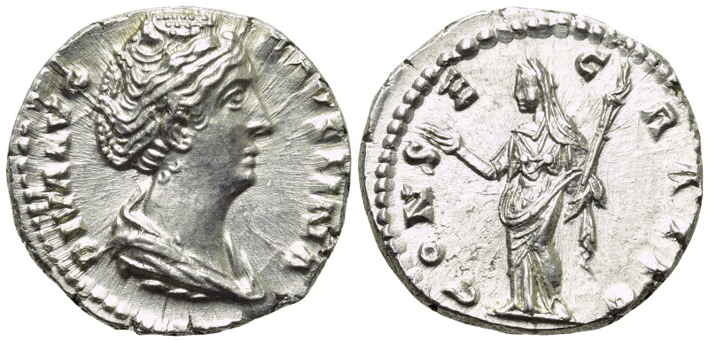 DIVA FAUSTINA I (Died 140/1). Denarius. Rome. 

Obv: DIVA AVG FAVSTINA. 
Drap...