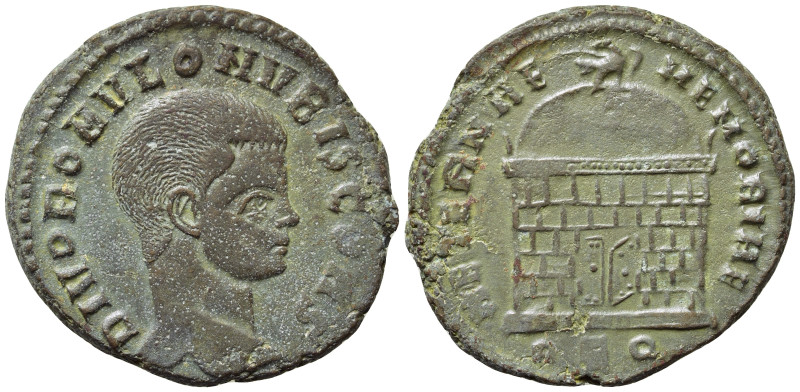 DIVUS ROMULUS (Died 309). Follis. Rome. 

Obv: DIVO ROMVLO N V BIS CONS. 
Bar...