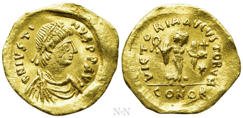 JUSTIN II (565-578). GOLD Tremissis. Constantinople. 

Obv: D N IVSTINVS P P A...