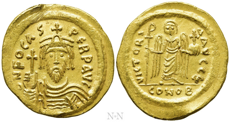 PHOCAS (602-610). GOLD Solidus. Constantinople. 

Obv: O N FOCAS PЄRP AVG. 
C...