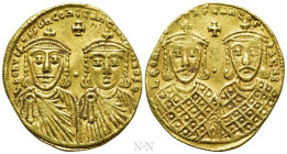 LEO IV THE KHAZAR with CONSTANTINE VI, LEO III and Constantine V (775-780) GOLD Solidus. Constantinople