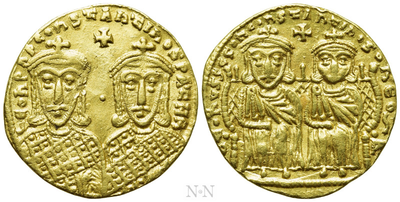 CONSTANTINE VI with LEO III, CONSTANTINE V and LEO IV (780-797 BC). GOLD Solidus...