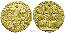 CONSTANTINE VI with LEO III, CONSTANTINE V and LEO IV (780-797 BC). GOLD Solidus. Constantinople