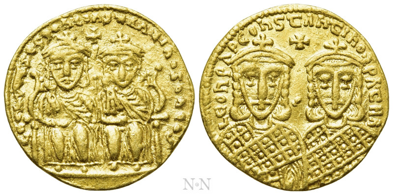 CONSTANTINE VI with LEO III, CONSTANTINE V and LEO IV (780-797 BC). GOLD Solidus...