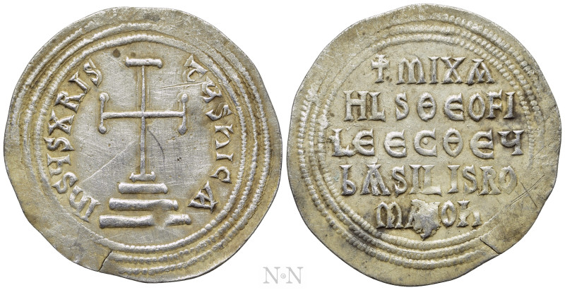MICHAEL II THE AMORIAN with THEOPHILUS (820-829). Miliaresion. Constantinople. ...