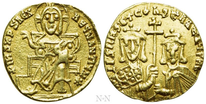 BASIL I THE MACEDONIAN, with CONSTANTINE (867-886). GOLD Solidus. Constantinople...