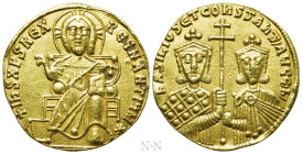 BASIL I THE MACEDONIAN, with CONSTANTINE (867-886). GOLD Solidus. Constantinople