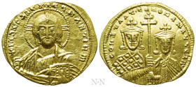 CONSTANTINE VII PORPHYROGENITUS with ROMANUS II (913-959). GOLD Solidus. Constantinople