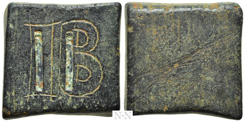 COMMERCIAL WEIGHT (Circa 4th-6th centuries). Square Ae 12 Scripula/Grammata. 
...