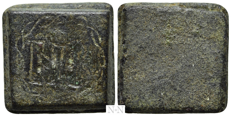 COIN WEIGHT (Circa 4th-6th centuries). Square Ae Two Nomismata. 

Obv: Large N...