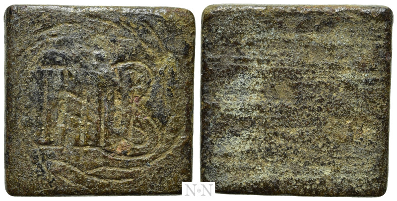 COIN WEIGHT (Circa 4th-6th centuries). Square Ae Two Nomismata. 

Obv: Large N...