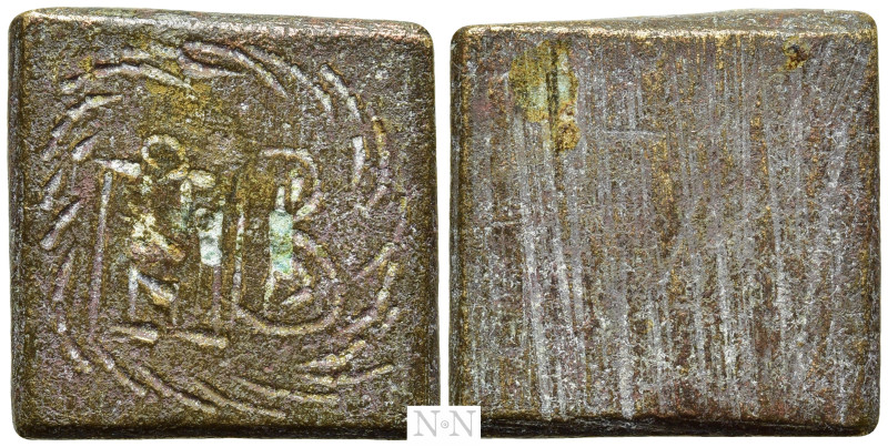 COIN WEIGHT (Circa 4th-6th centuries). Square Ae Two Nomismata. 

Obv: Engrave...