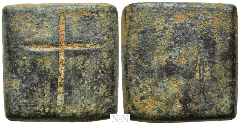 COIN WEIGHT (Circa 4th-6th centuries). Square Ae 12 Grammata. 

Obv: Long engr...