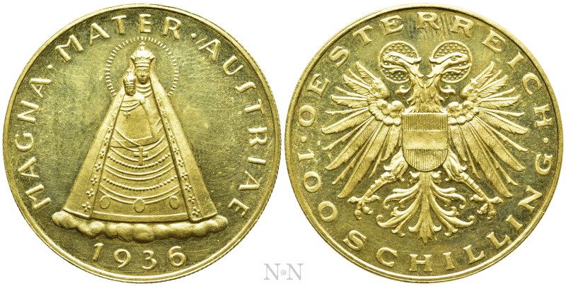 AUSTRIA. Federal State. GOLD 100 Schilling (1936). Wien (Vienna). 

Obv: MAGNA...