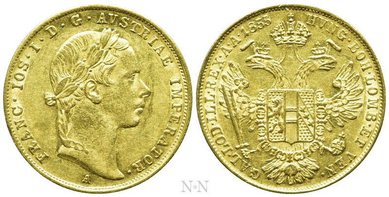 AUSTRIAN EMPIRE. Franz Joseph I (1848-1916). GOLD Ducat (1855-A). Wien (Vienna)....