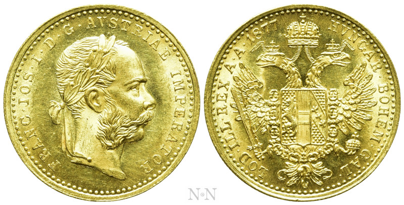 AUSTRIAN EMPIRE. Franz Joseph I (1848-1916). GOLD Dukat (1877). Wien (Vienna). ...