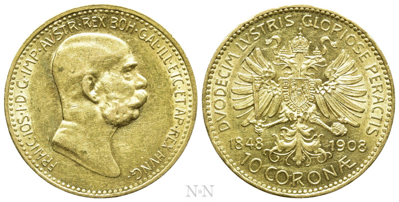 AUSTRIAN EMPIRE. Franz Joseph I (1848-1916). GOLD 10 Corona (1908). Wien (Vienna...