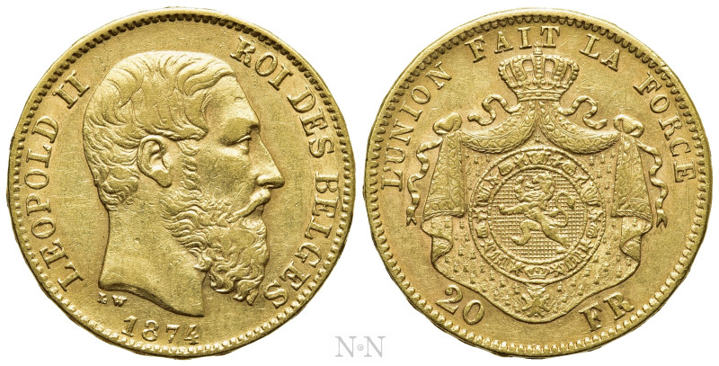 BELGIUM. Leopold II (1865-1909). GOLD 20 Francs (1874). Brussels. 

Obv: LEOPO...