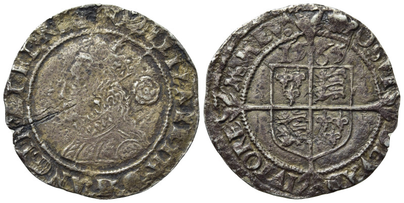 GREAT BRITAIN. Tudor. Elizabeth I (1558-1603). Threepence (1565). Tower (London)...