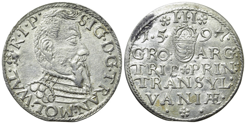 TRANSYLVANIA. Sigismund Báthory (1586-1598). Trojak - 3 Garas (1597). 

Obv: S...