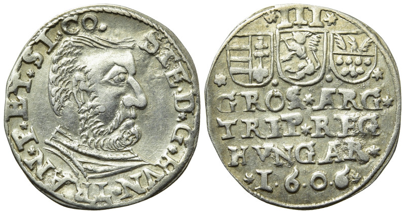 TRANSYLVANIA. Stephen Bocskai (1605-1606). Trojak - 3 Garas (1606). 

Obv: STE...