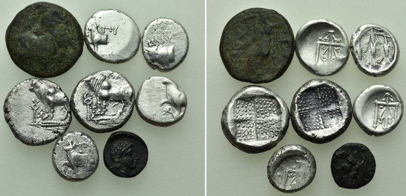 8 Greek Coins; Byzantion etc. 

Obv: .
Rev: .

. 

Condition: See picture...