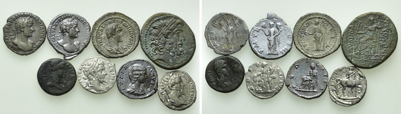 8 Roman and Greek Coins. 

Obv: .
Rev: .

. 

Condition: See picture.

...