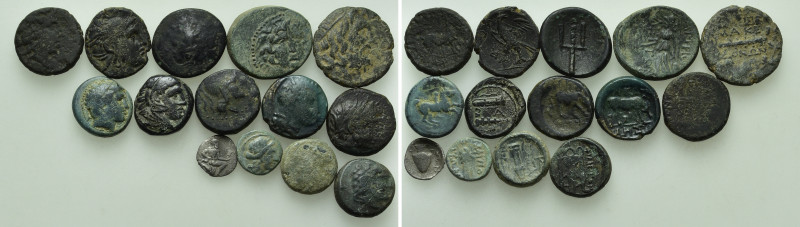 14 Greek Coins. 

Obv: .
Rev: .

. 

Condition: See picture.

Weight: g...