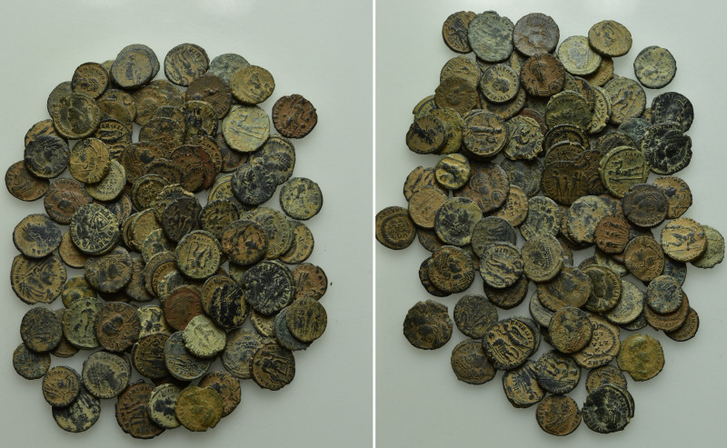 Circa 100 Late Roman Coins. 

Obv: .
Rev: .

. 

Condition: See picture....