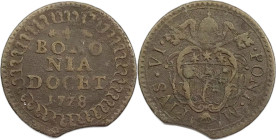 Bologna. Pio VI 1778 quattrino AE gr. 2,11. Munt., 279.
BB