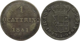 Firenze. Leopoldo II di Lorena 1851 quattrino Cu. Gig., 117.
BB+